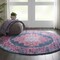 Homeroots 4 ft. Round Blue & Pink Medallion Area Rug 385253 - alternate 4